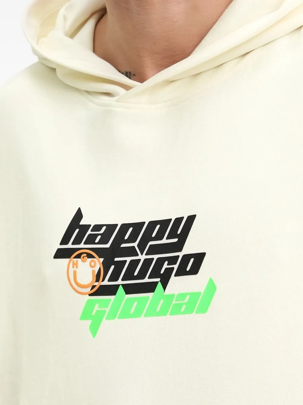 HUGO logo-print hooded sweater Beige
