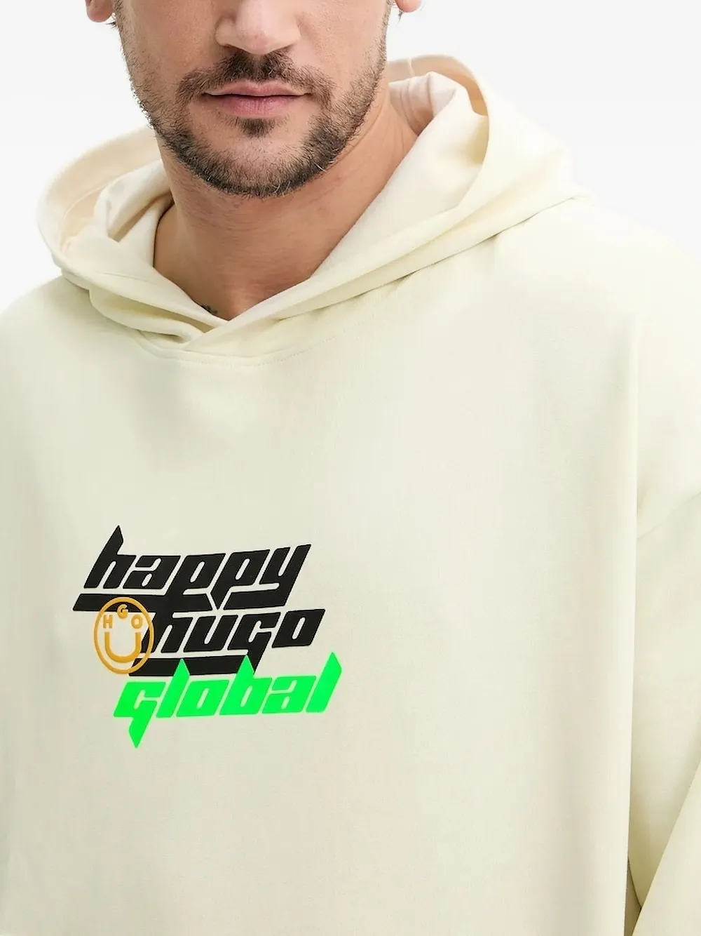 HUGO logo-print hooded sweater Beige