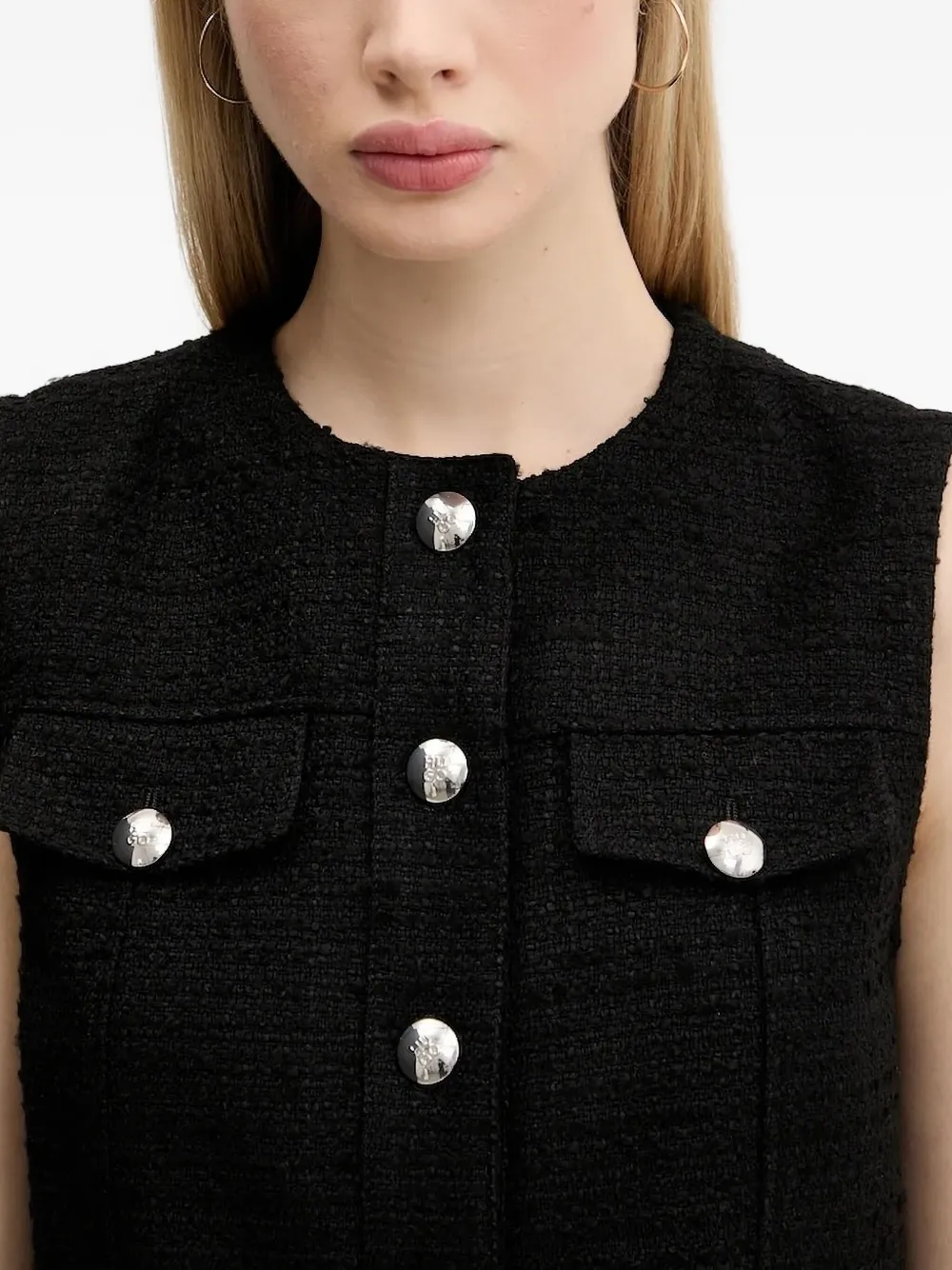 HUGO Tweed gilet Zwart