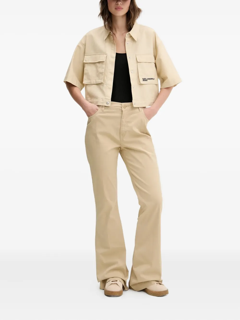Hugo Boss Flared Jeans In Neutral
