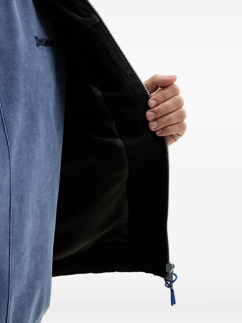 HUGO denim-panel bomber jacket Zwart