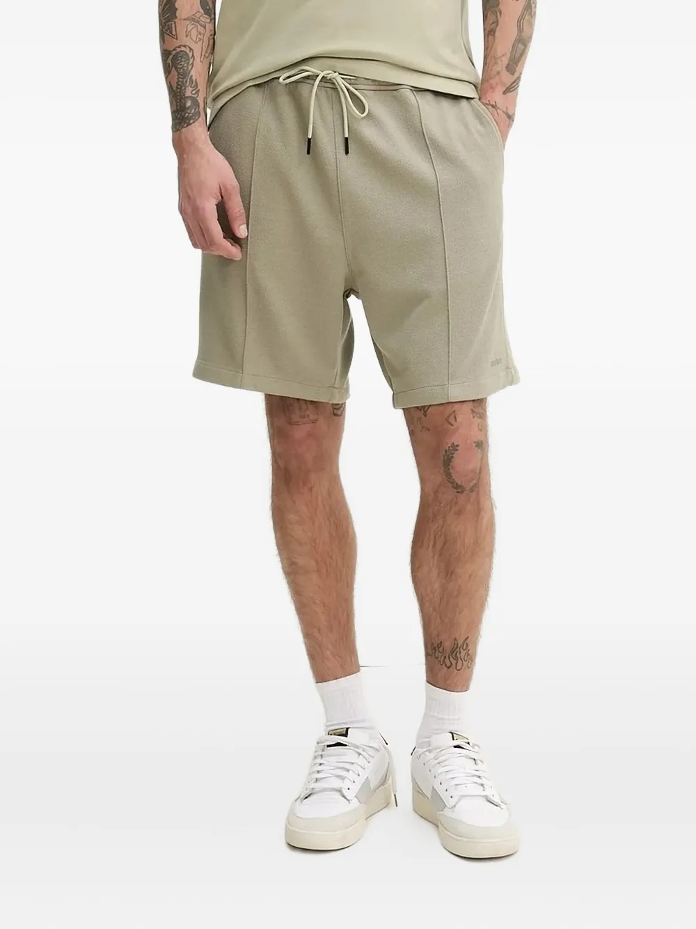 HUGO drawstring textured shorts Beige