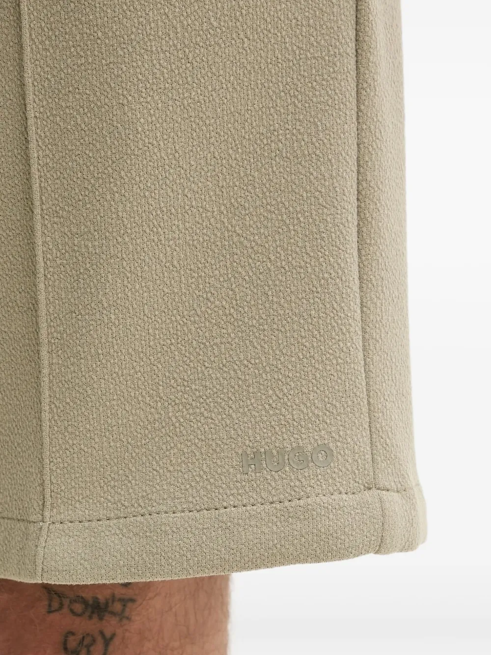 HUGO drawstring textured shorts Beige