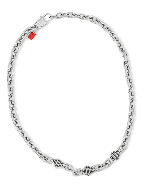 HUGO chain-link logo-plaque necklace