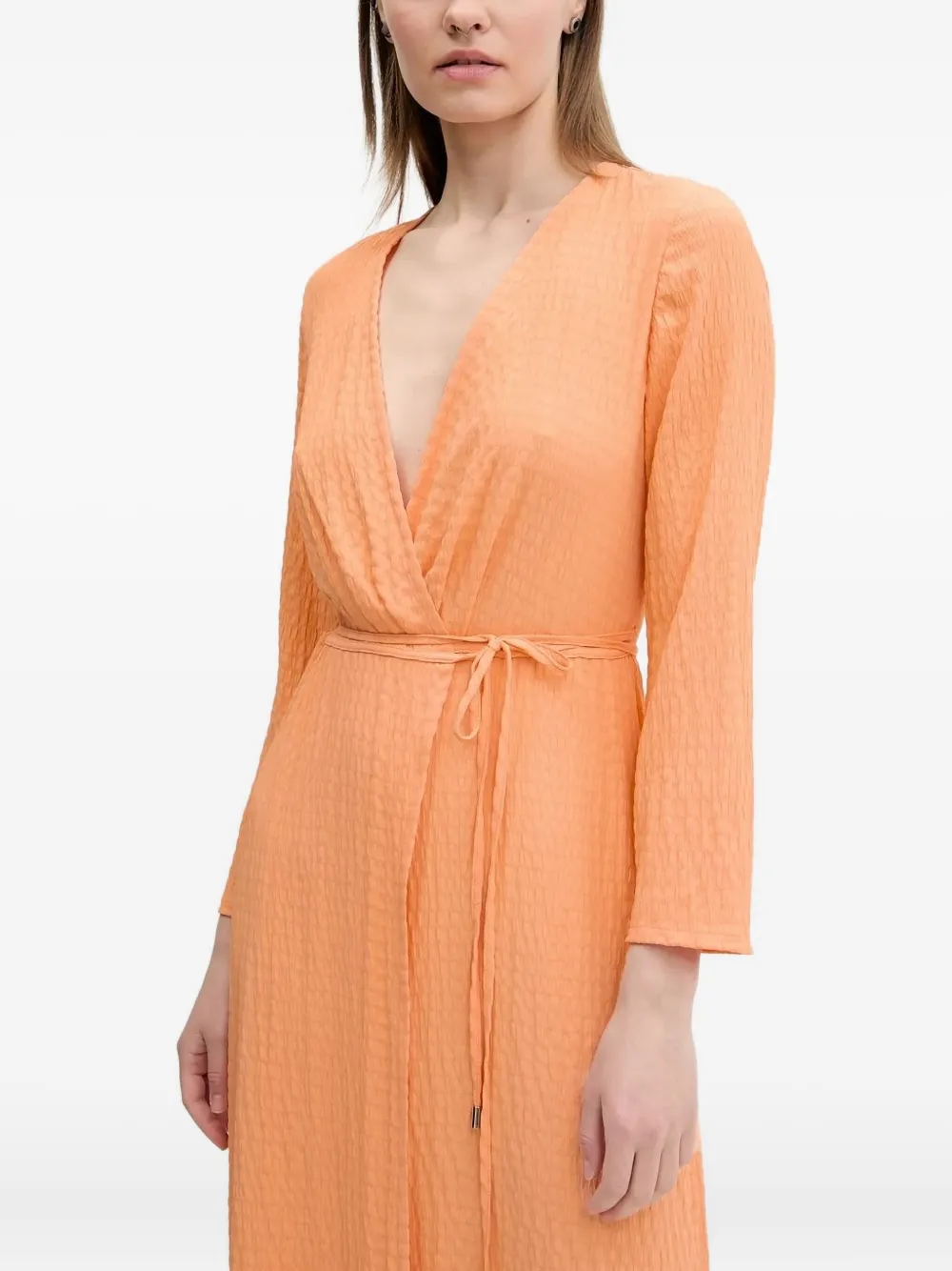 Hugo Boss Wrap Midi Dress In Orange