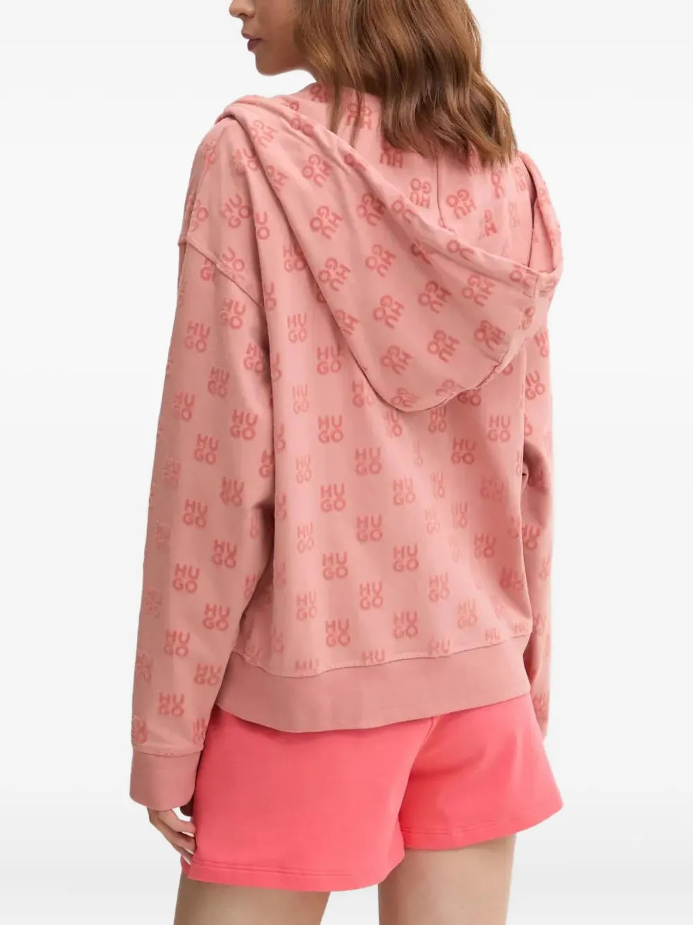 HUGO Hoodie met logopatroon en rits Roze