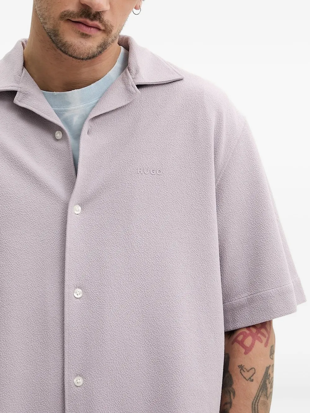 HUGO revere-collar short-sleeve shirt Paars