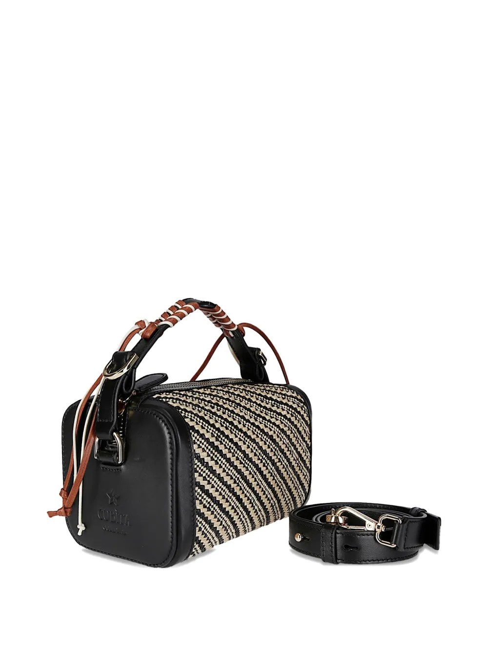 Cuba Lab Handbag In Leather And Raffia