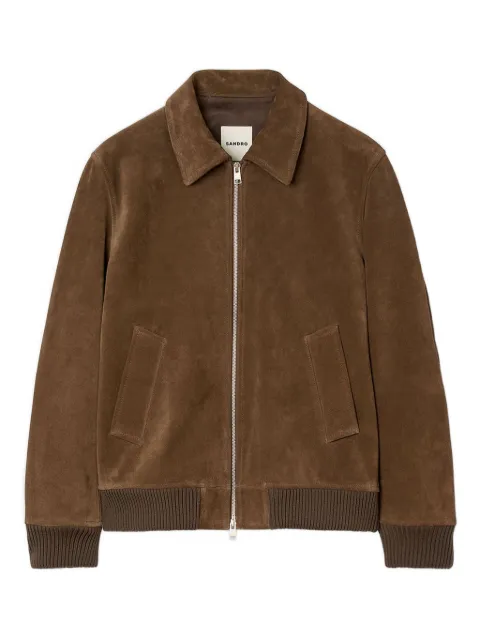 SANDRO zip-front suede jacket