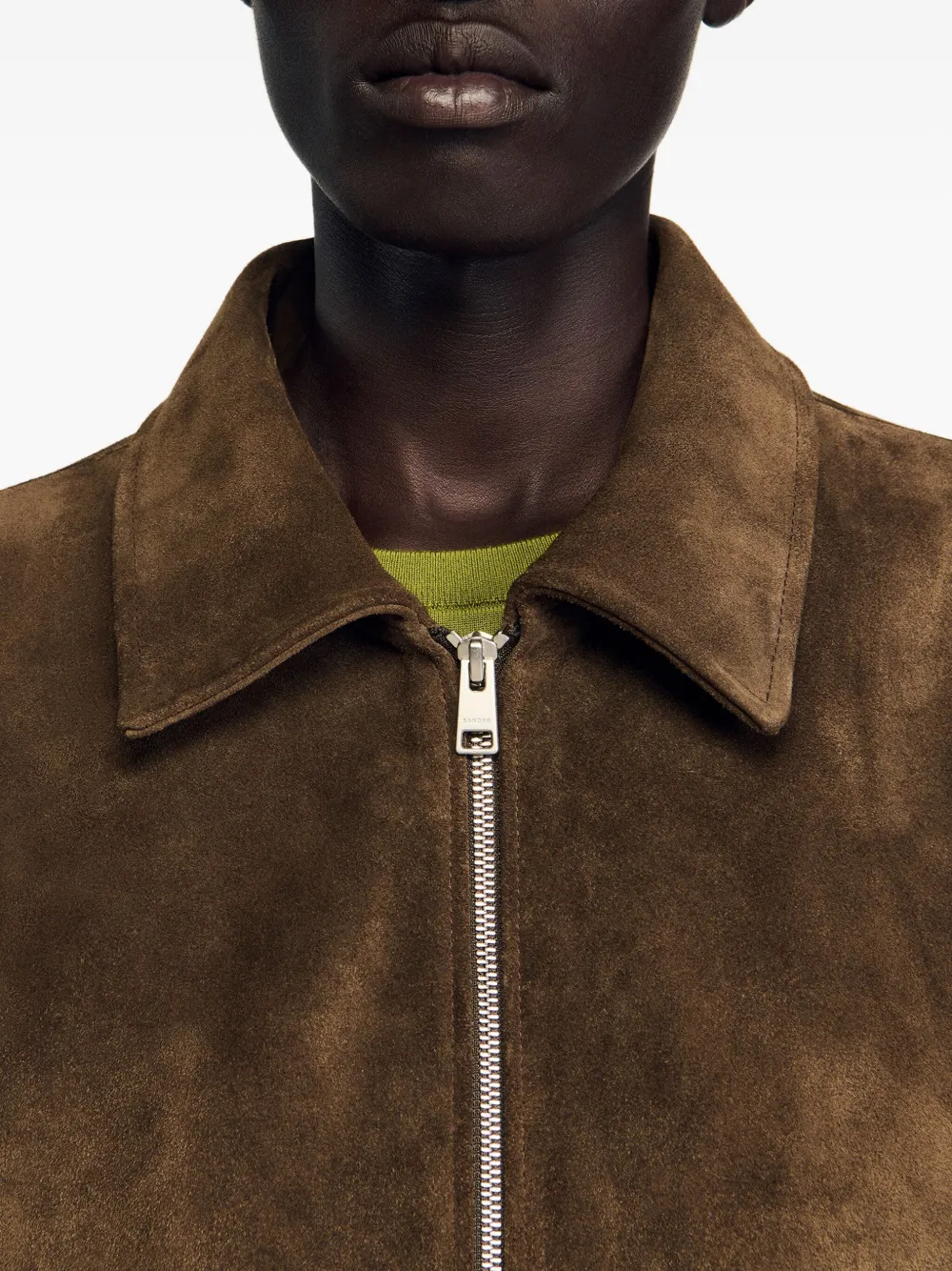 Zip-Front Suede Jacket