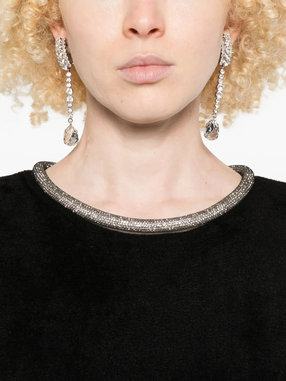 SANDRO Verfraaide maxi-jurk met split Zwart