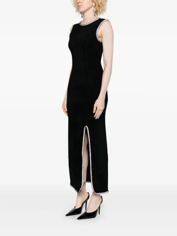 chinese dress ladies Pearls Black Maxi Prom Dresses with Side Split  loveangeldress