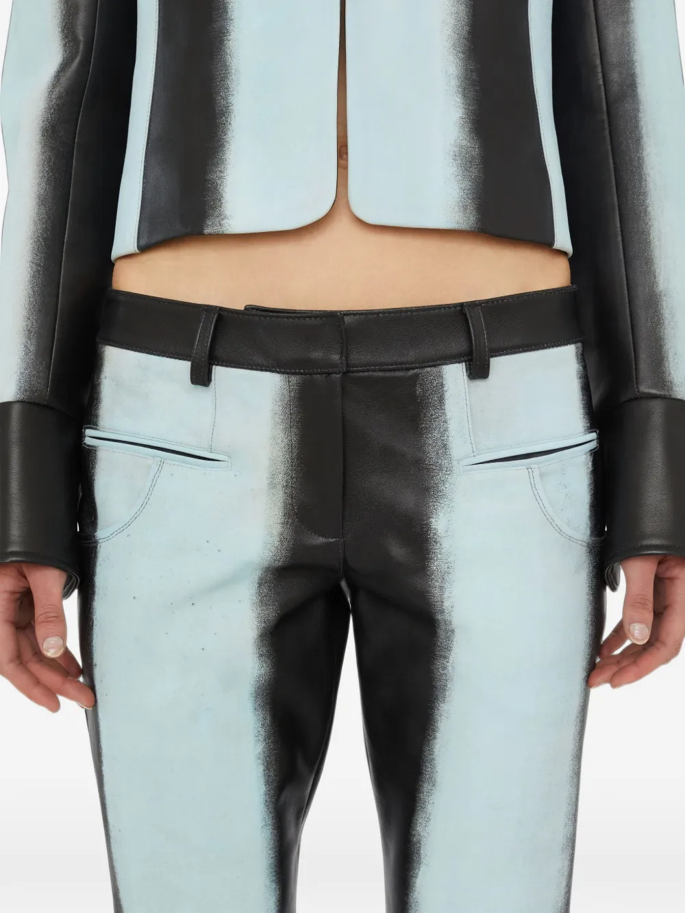 Christopher Esber Leren broek met slijtagedetails Zwart