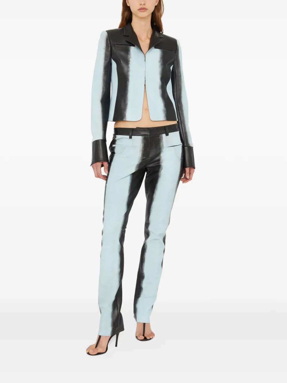 Christopher Esber Leren broek met slijtagedetails Zwart