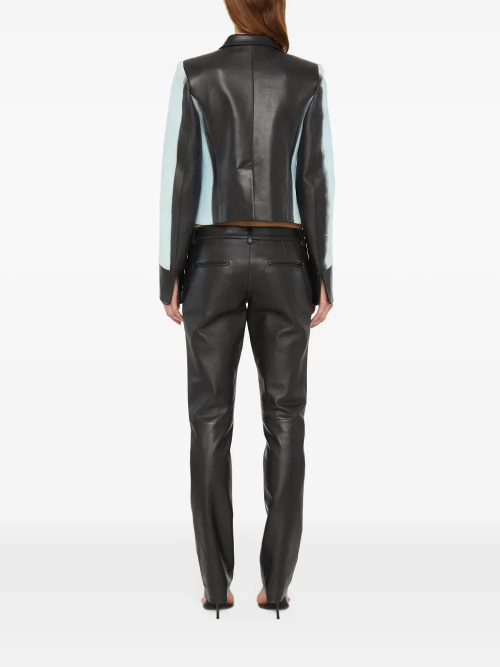 Christopher Esber Leren broek met slijtagedetails Zwart