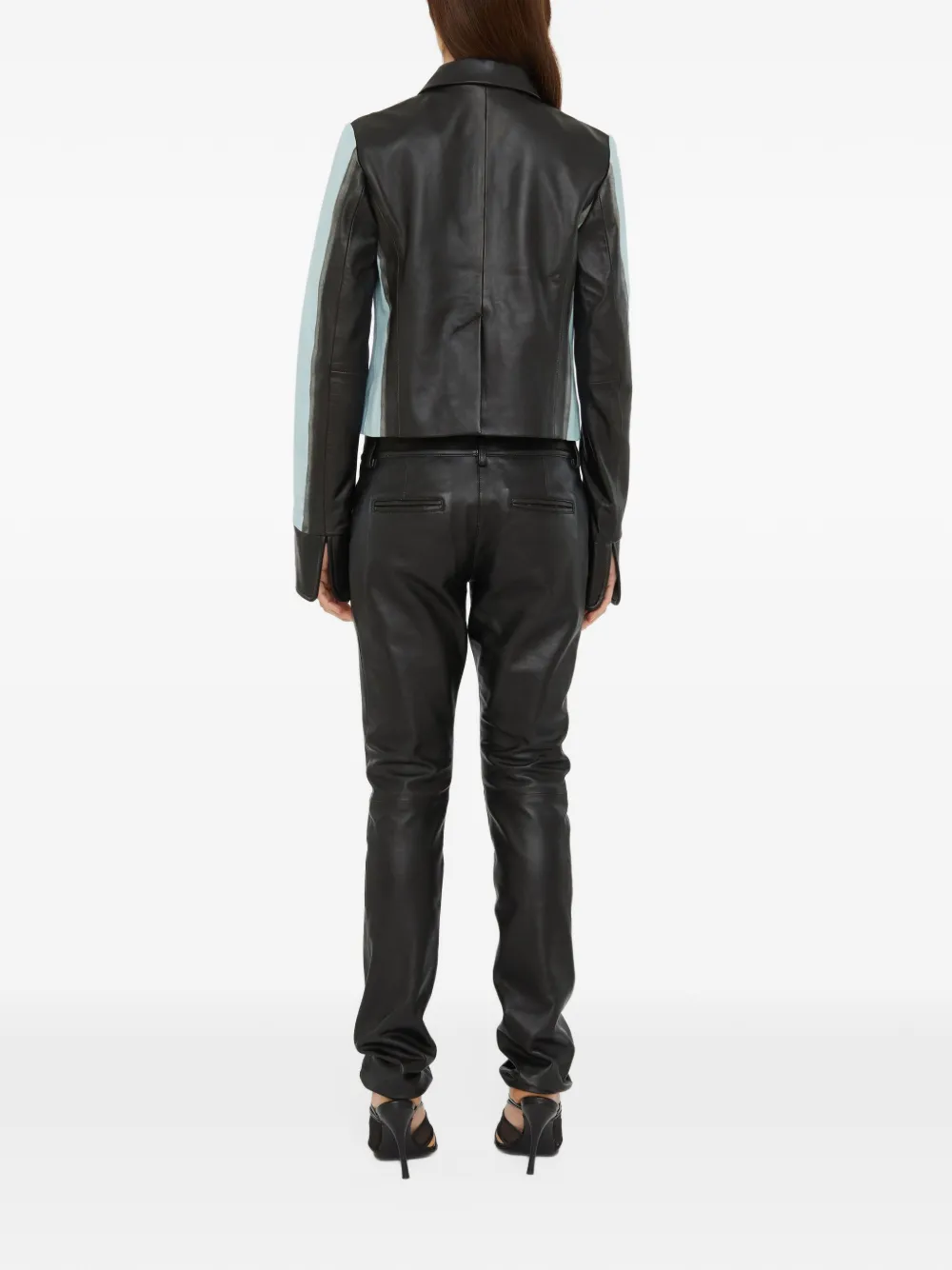 Christopher Esber Leren jack met slijtage-effect Blauw