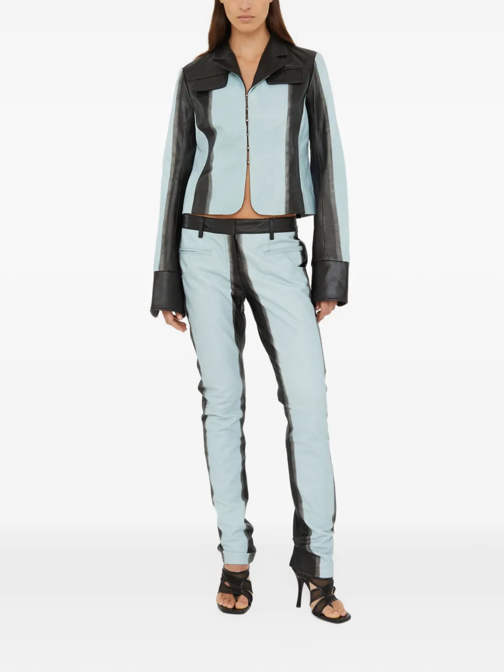Christopher Esber Leren jack met slijtage-effect Blauw