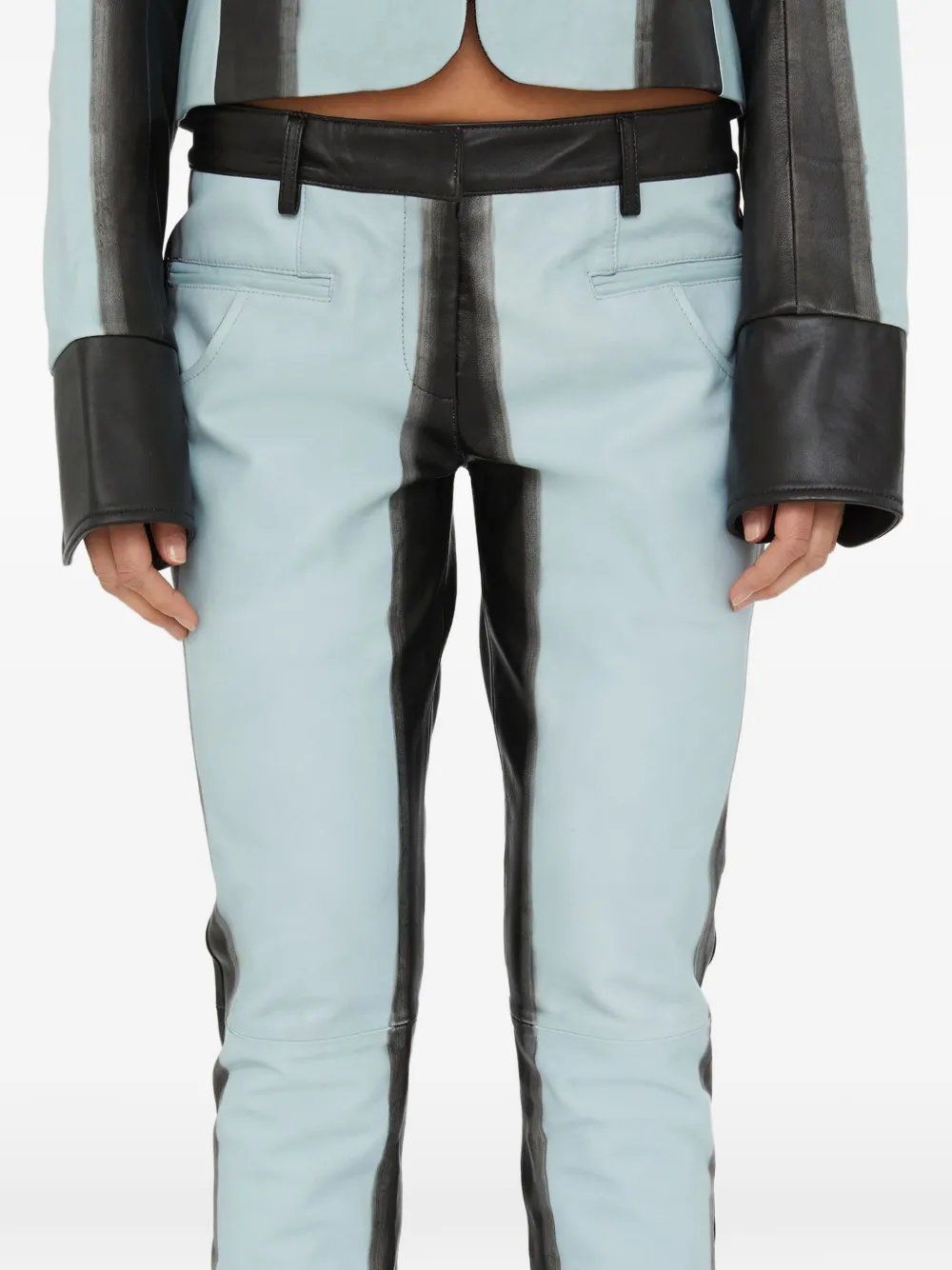 Christopher Esber scuffed-effect leather jacket - Bleu