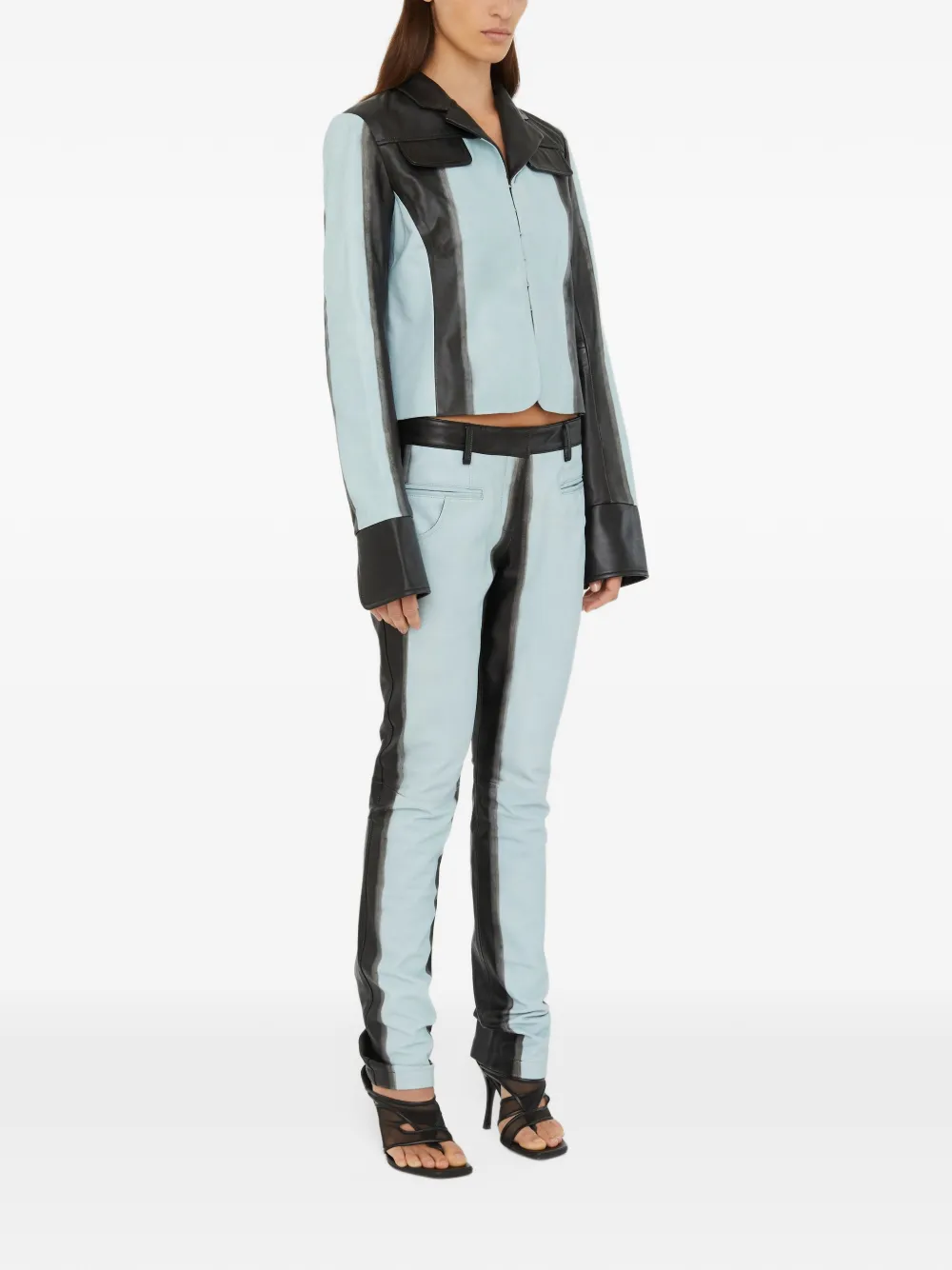 Christopher Esber Leren jack met slijtage-effect Blauw