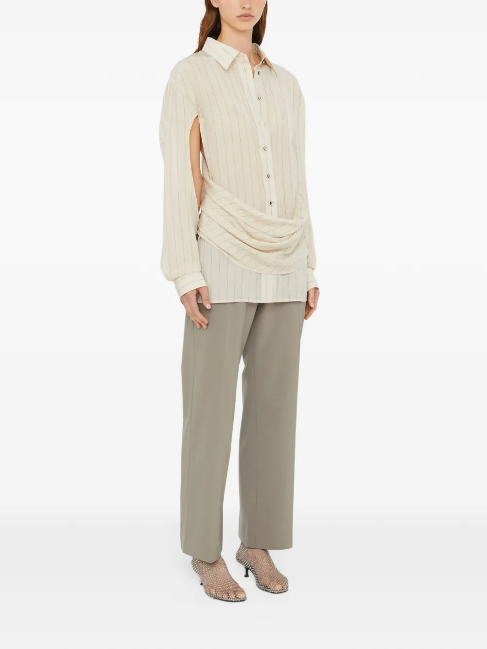Christopher Esber Gedrapeerde blouse met krijtstreep Beige
