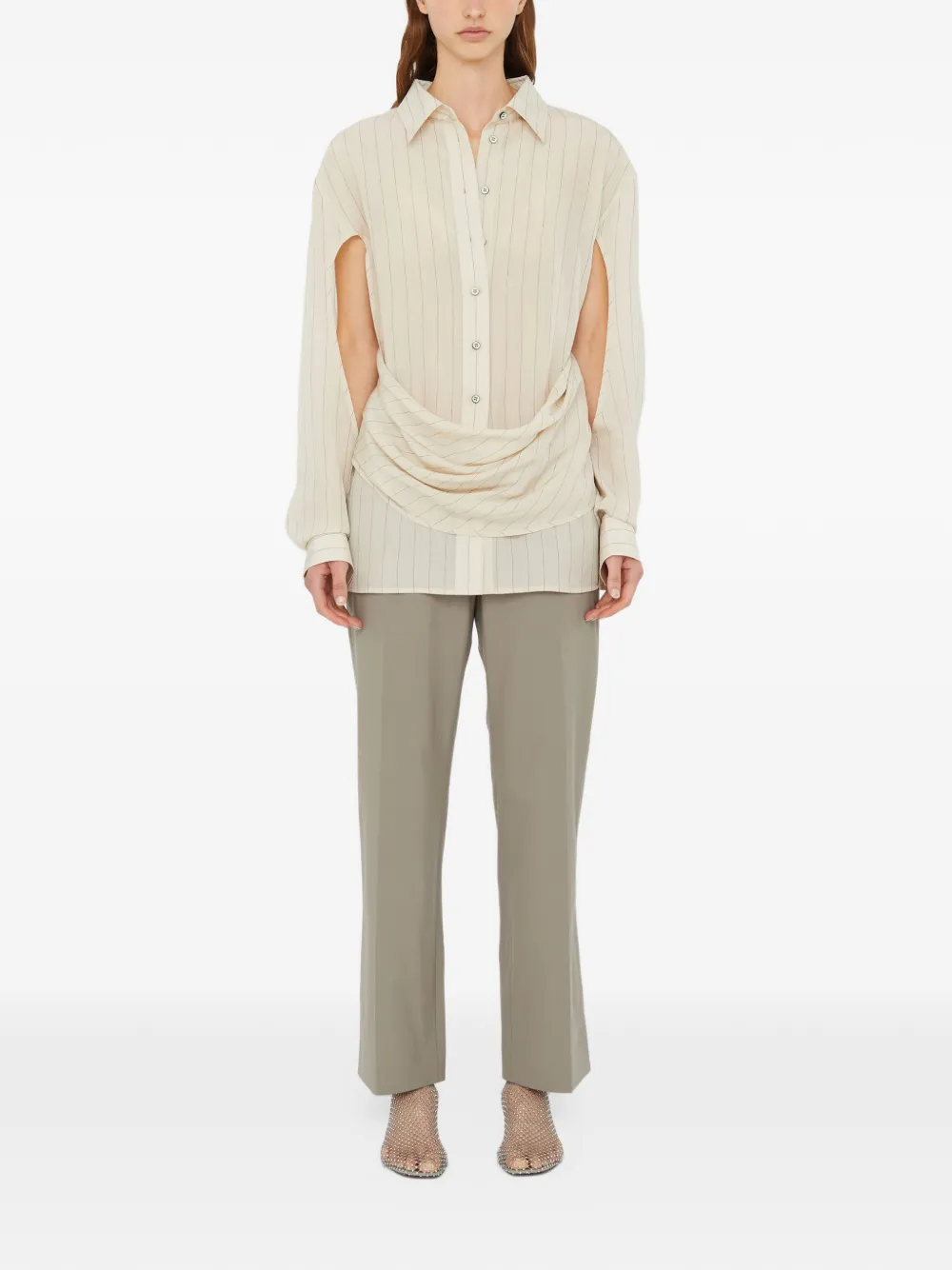 Christopher Esber Gedrapeerde blouse met krijtstreep Beige