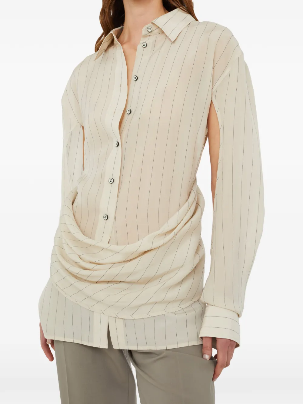 Christopher Esber Gedrapeerde blouse met krijtstreep Beige