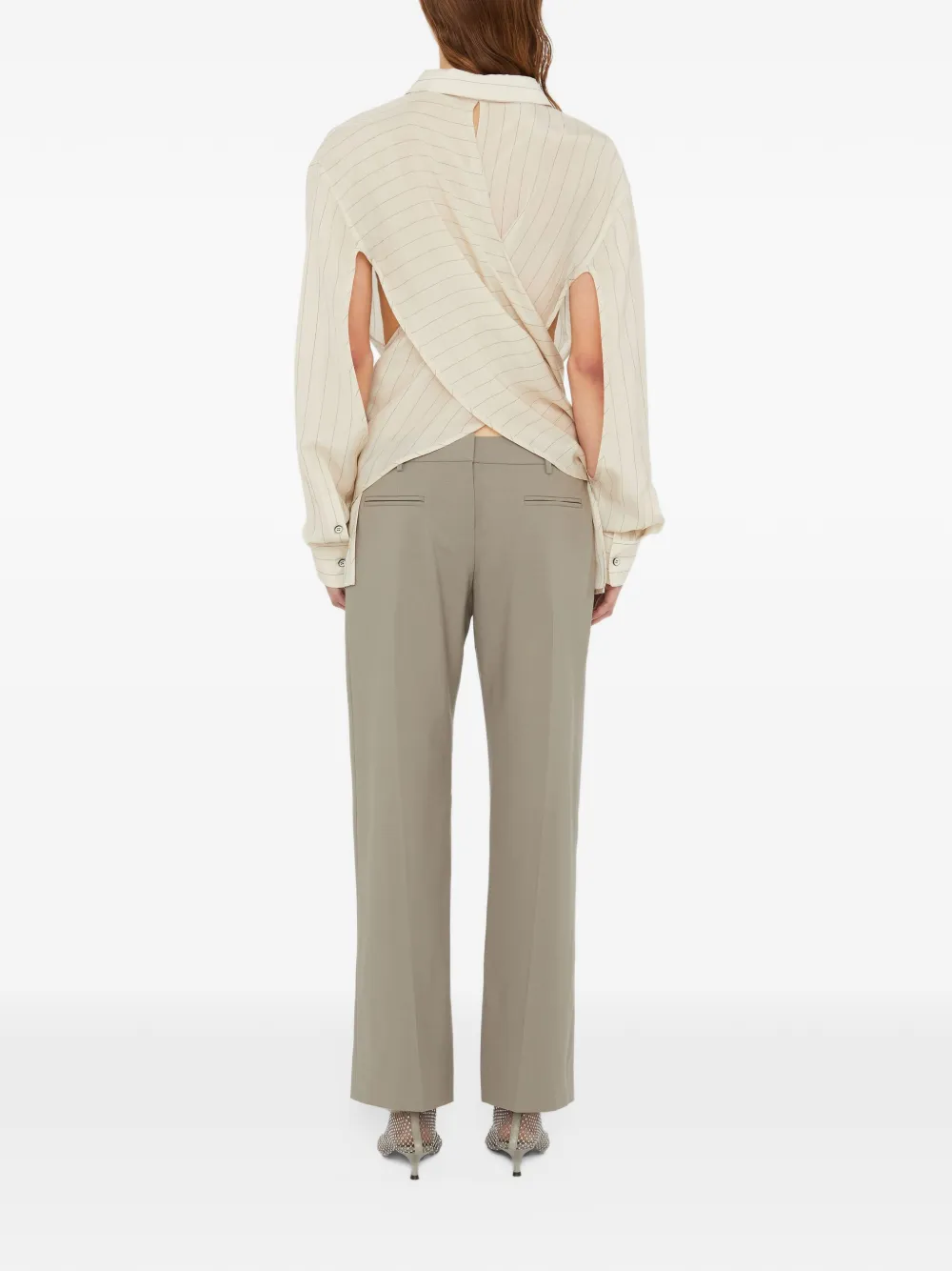 Christopher Esber Gedrapeerde blouse met krijtstreep Beige