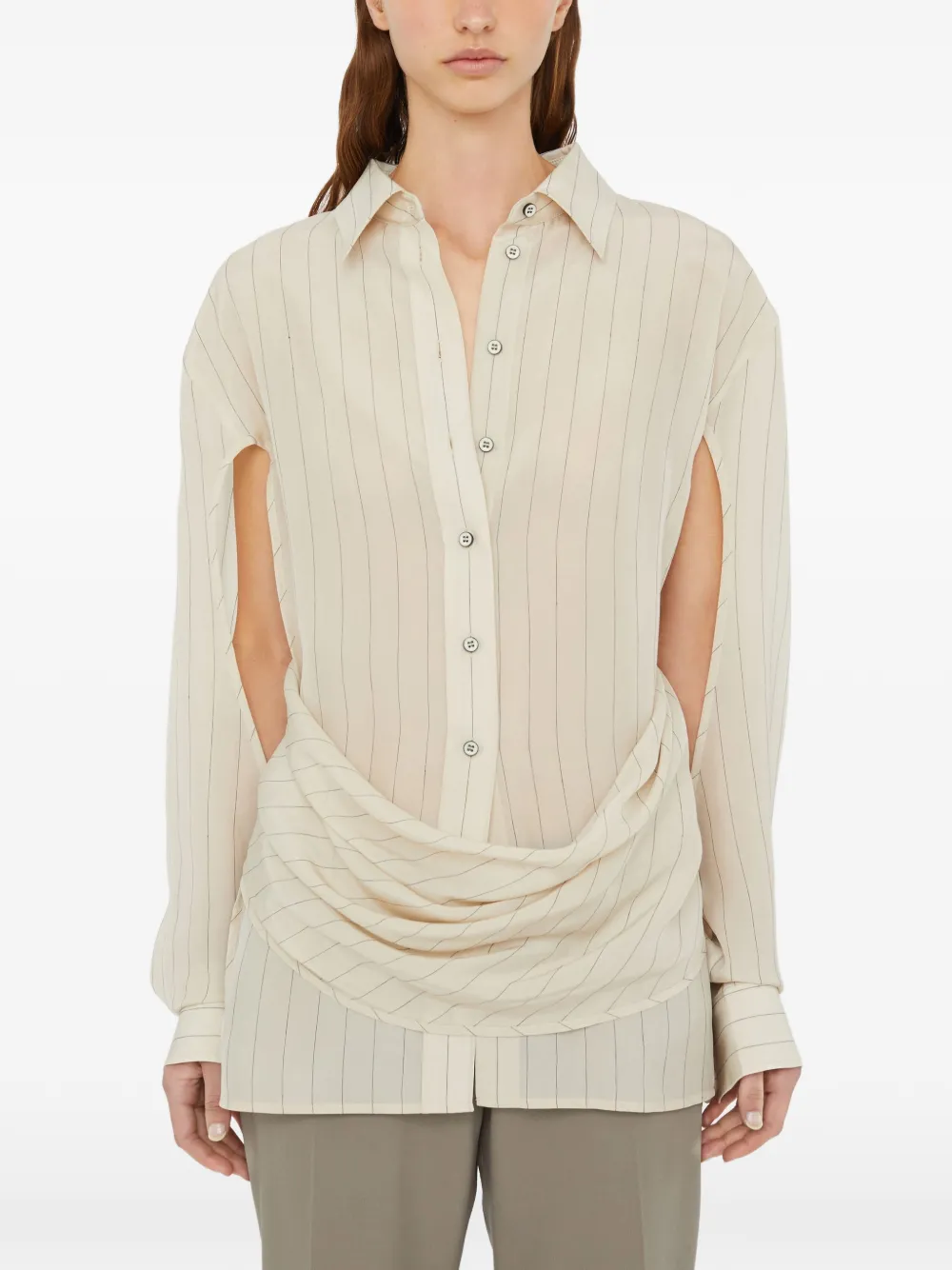Christopher Esber Gedrapeerde blouse met krijtstreep Beige
