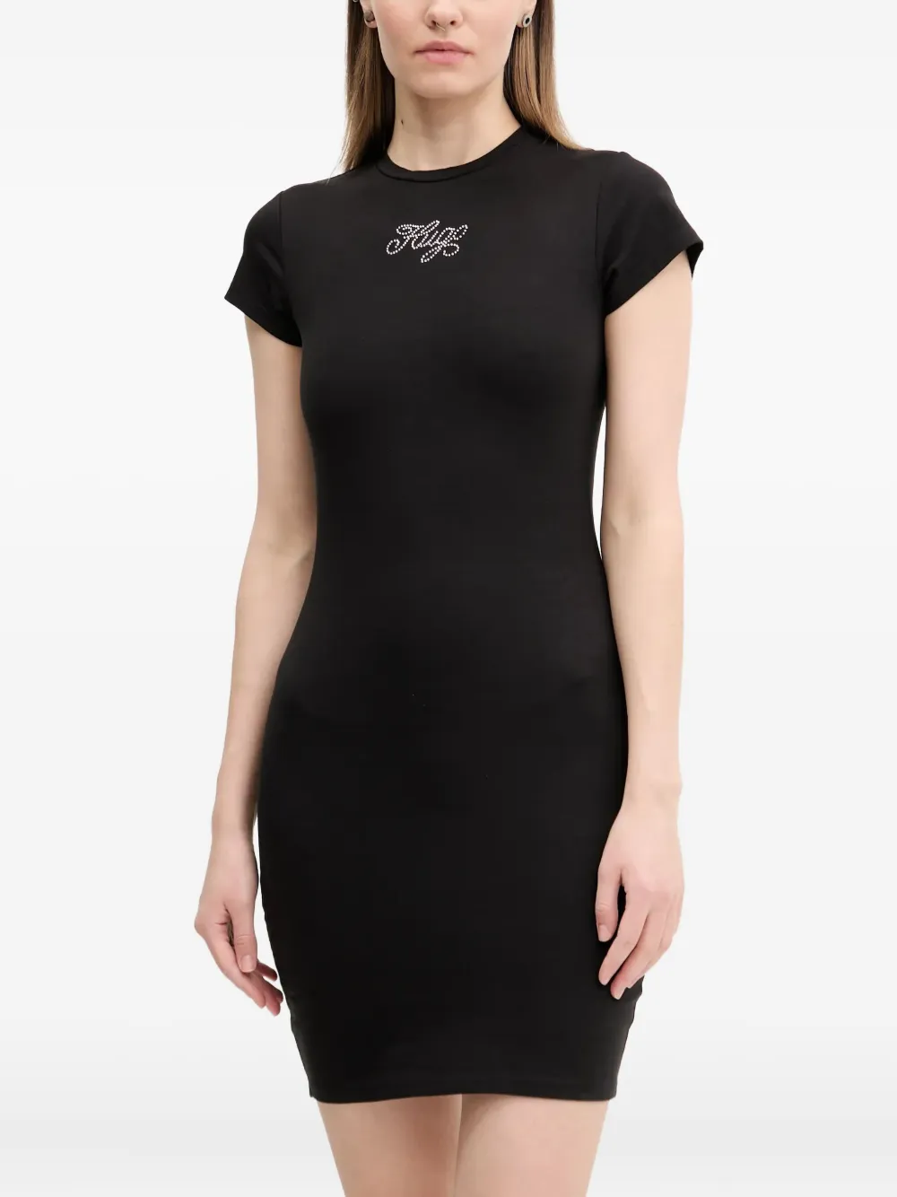 HUGO rhinestone-embellished short-sleeved dress | Black | Image 1