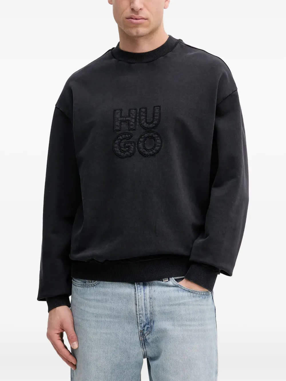 HUGO logo-embroidered sweatshirt | Black | Image 1