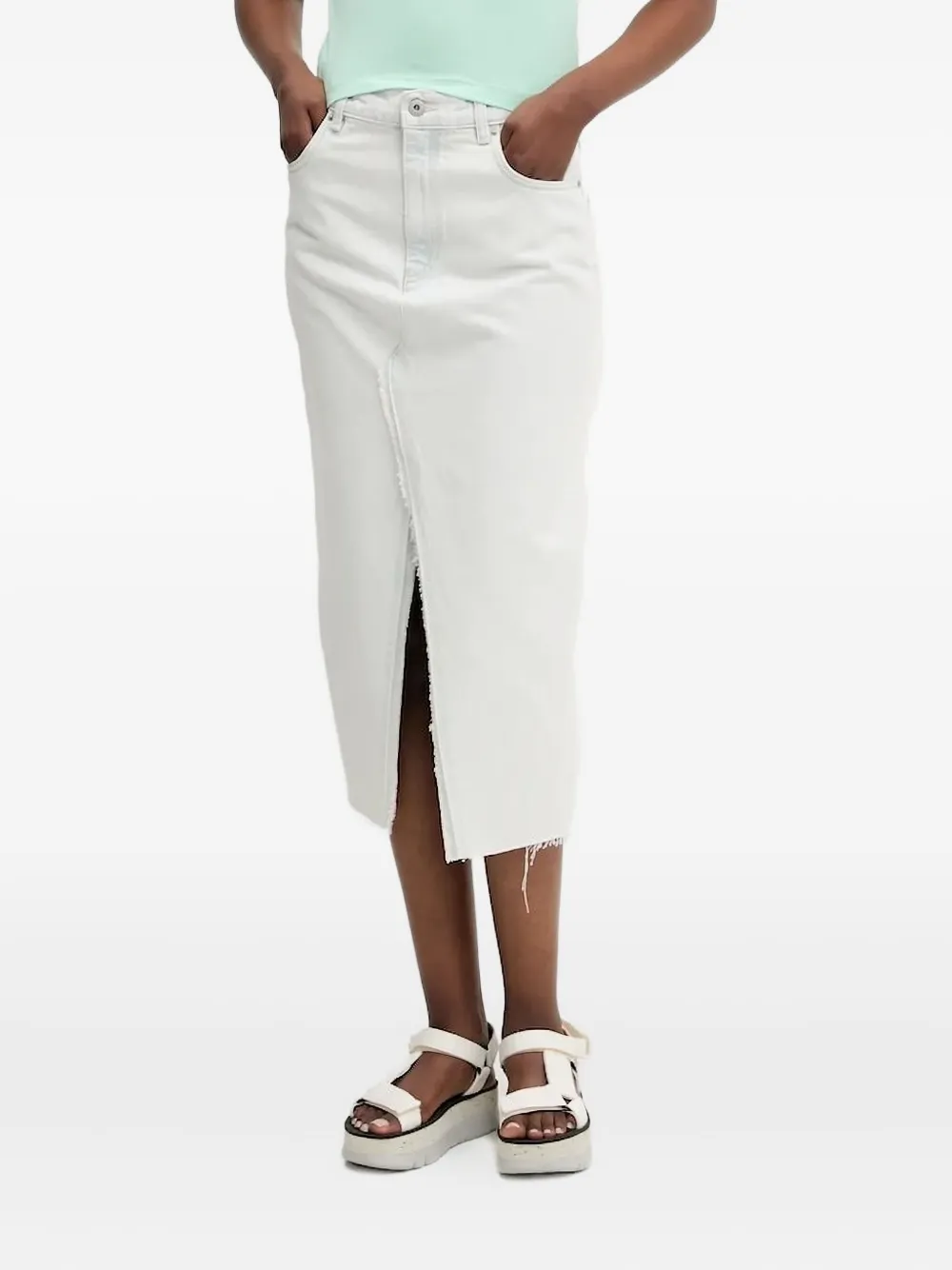 HUGO front-slit denim skirt | White | Image 1
