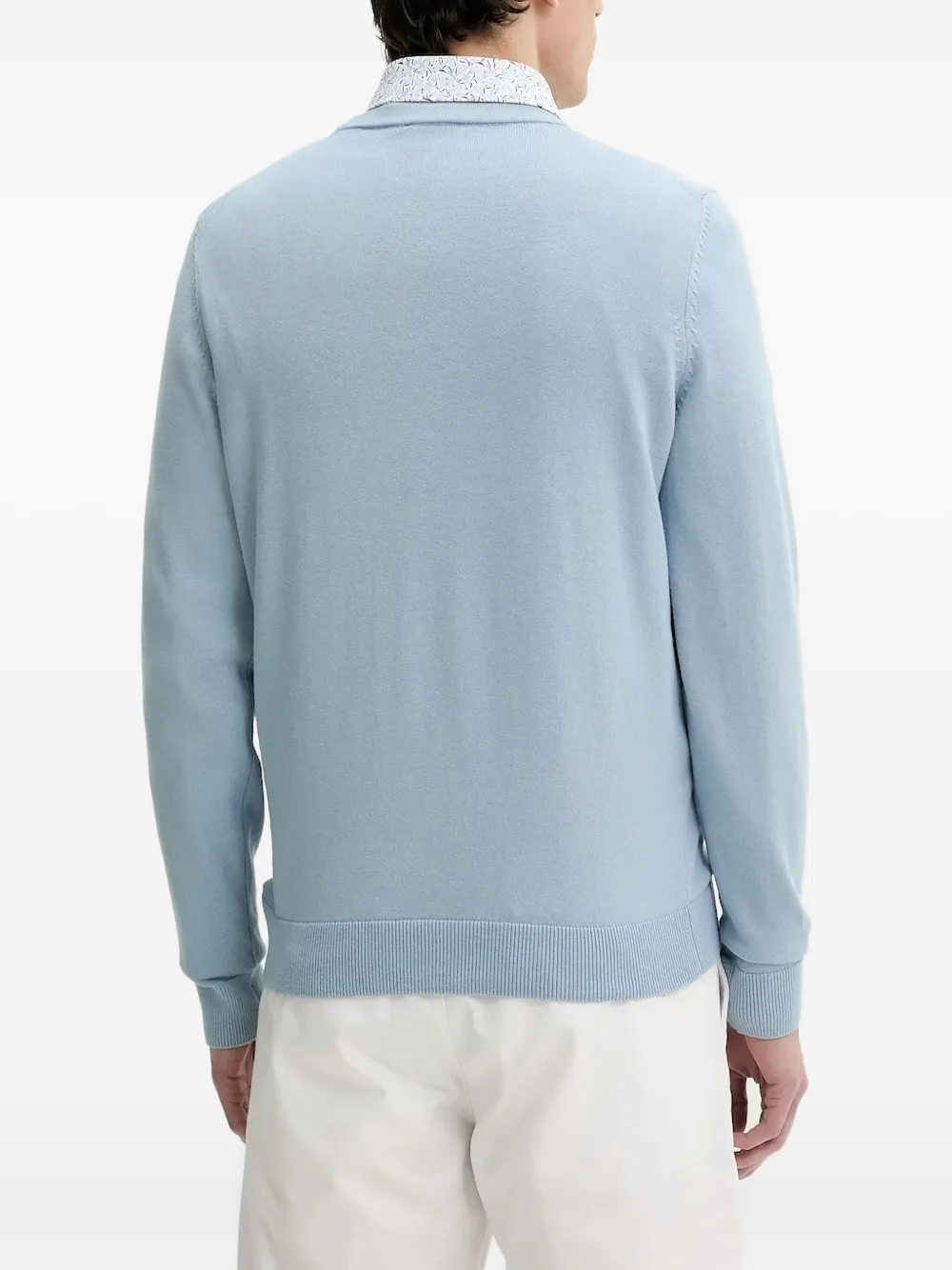 HUGO Trui met ronde hals en logodetail - Blauw