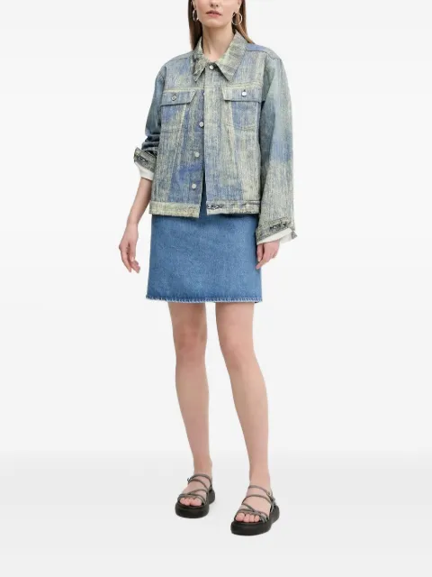 HUGO embroidered-logo denim mini dress