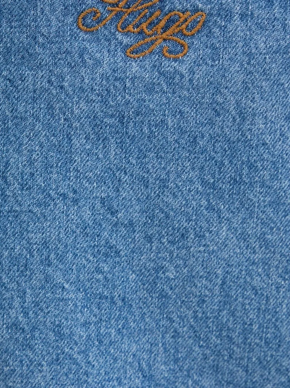 HUGO embroidered-logo denim mini dress Blauw