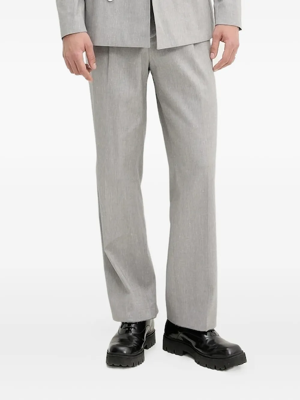 HUGO pleated regular trousers Grijs