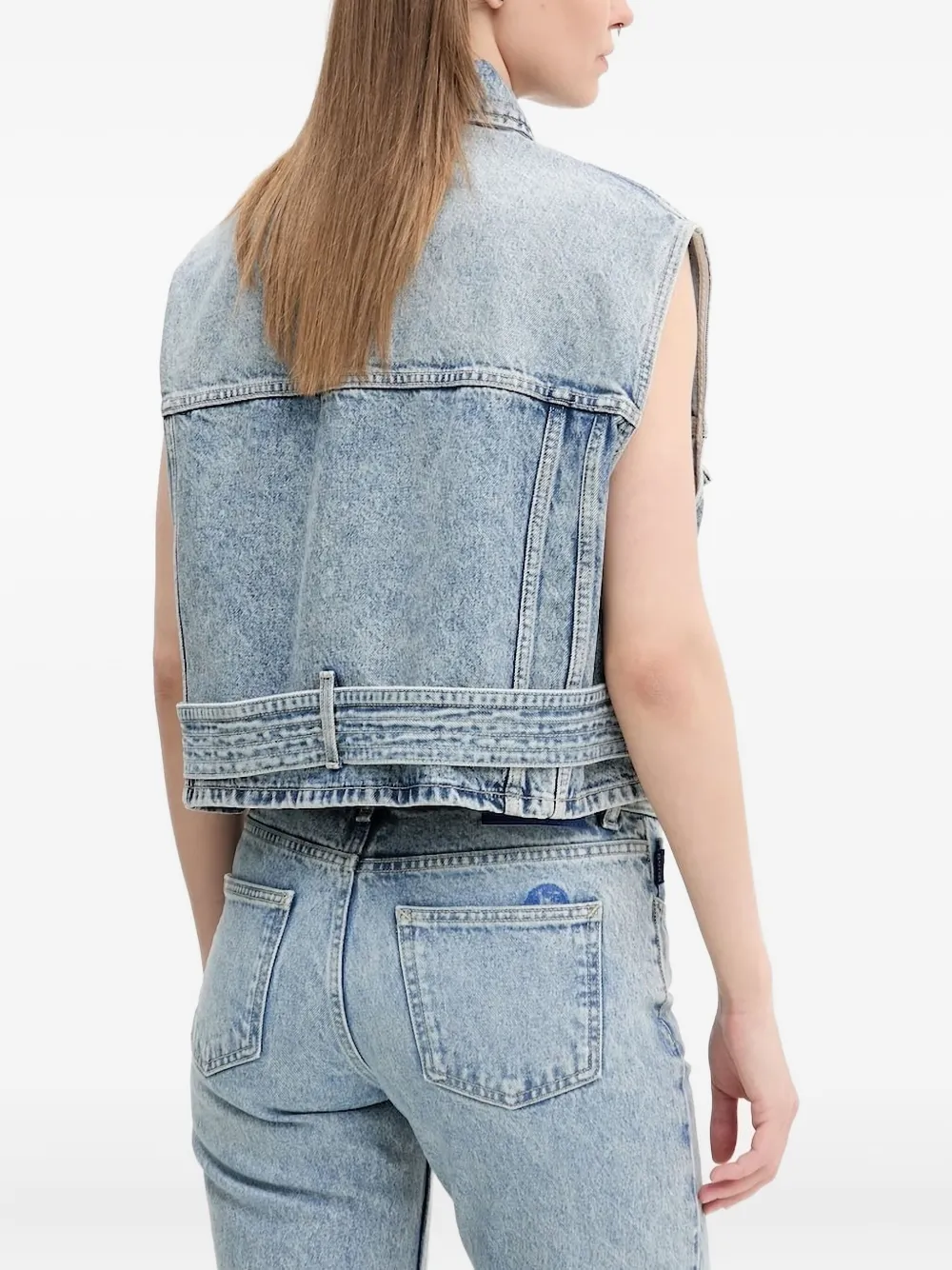 HUGO Mouwloos denim jack met ceintuur Blauw