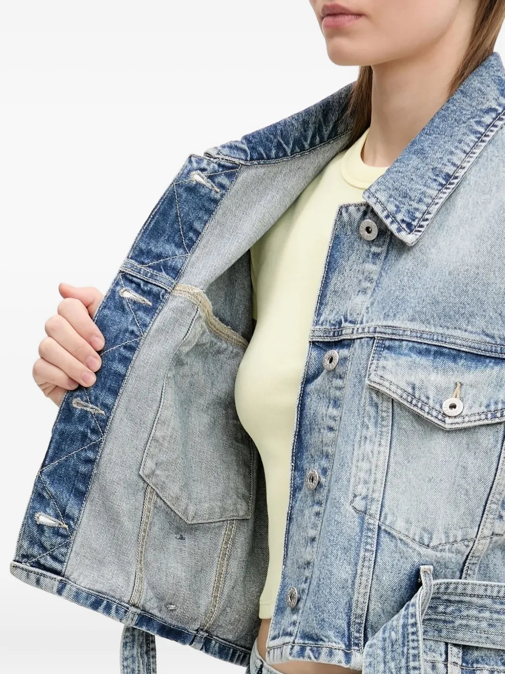 HUGO Mouwloos denim jack met ceintuur Blauw