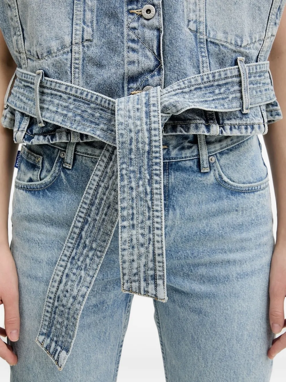 HUGO Mouwloos denim jack met ceintuur Blauw