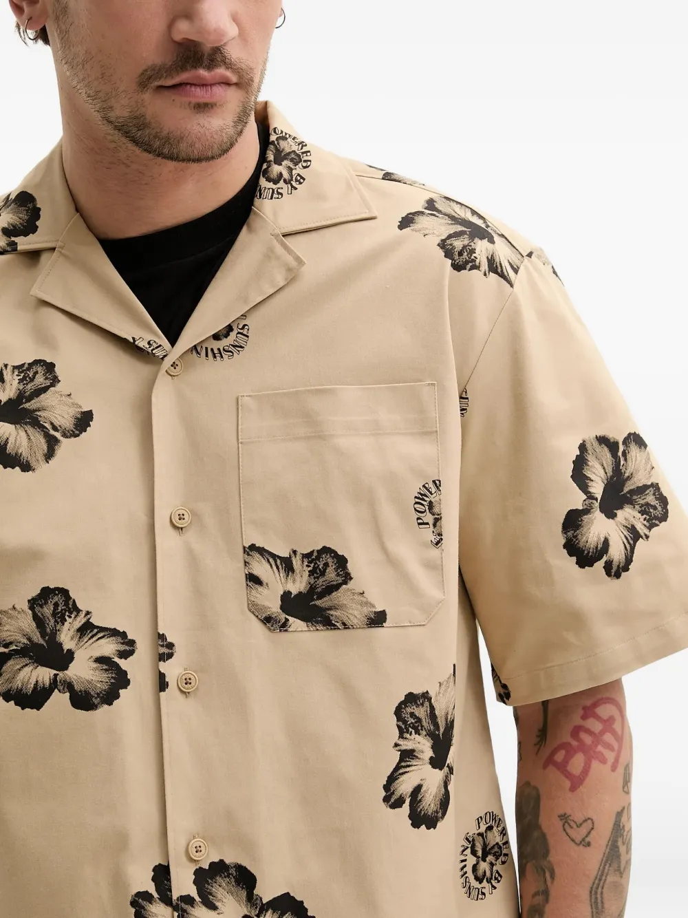HUGO Overhemd met bloemenprint Beige