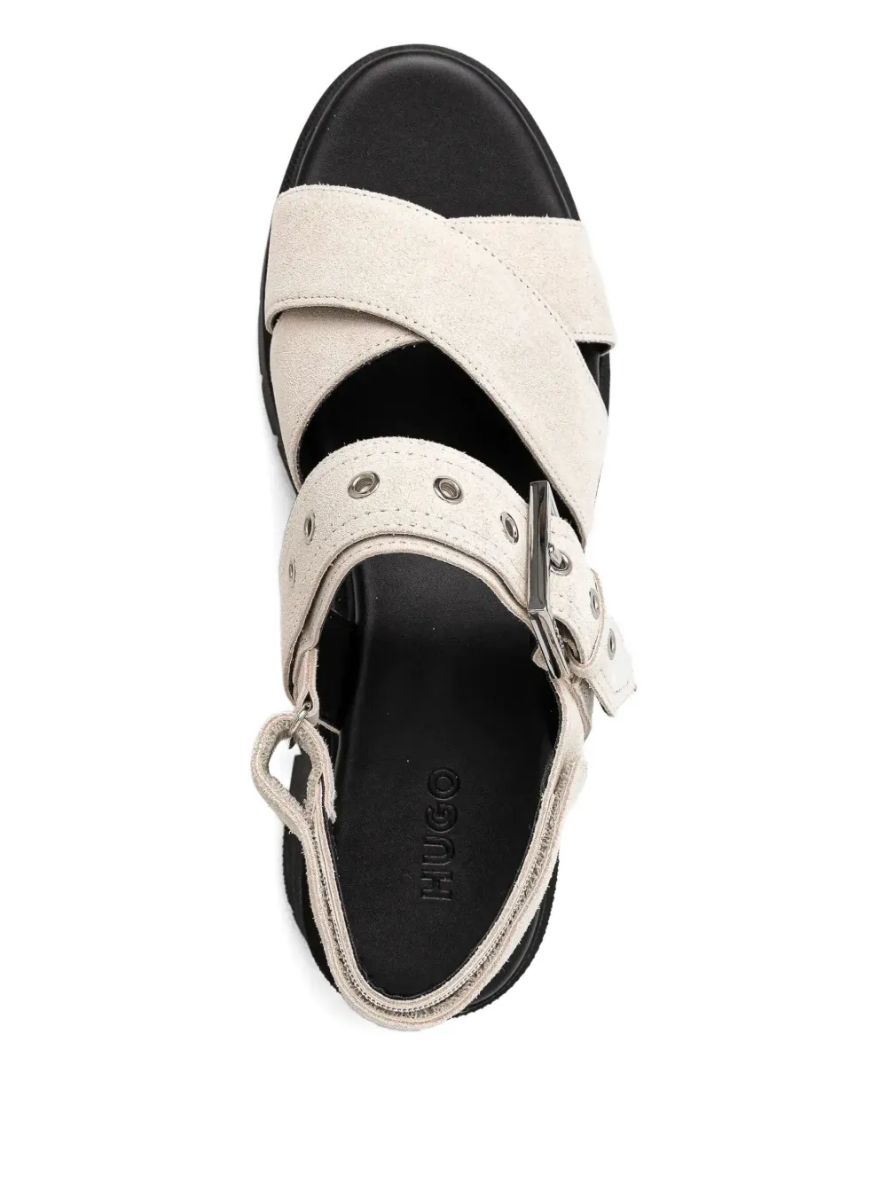 HUGO buckle-strap suede sandals 102 NATURAL