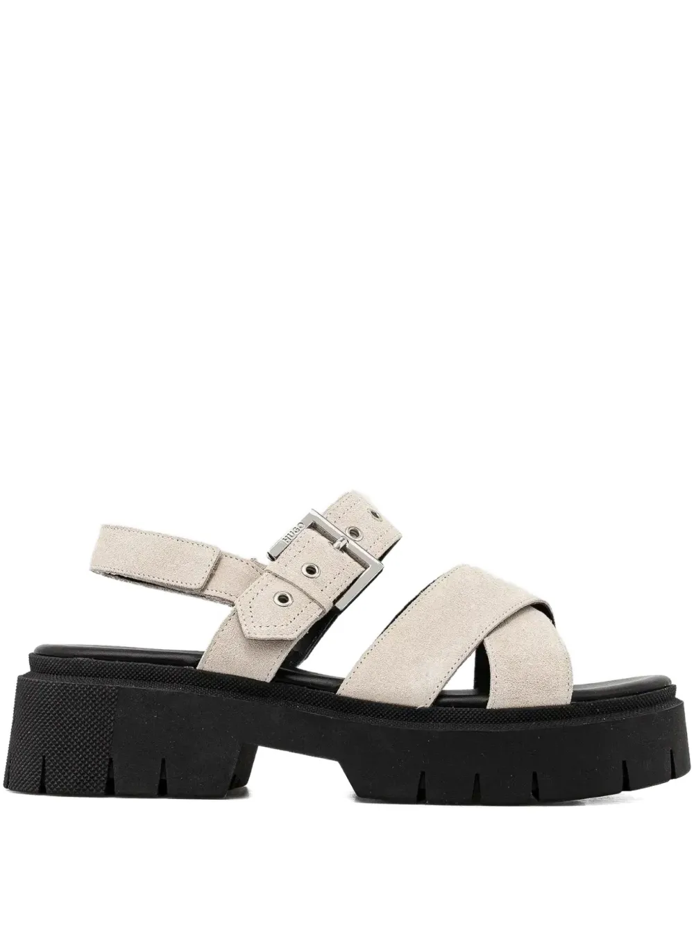 HUGO buckle-strap suede sandals 102 NATURAL