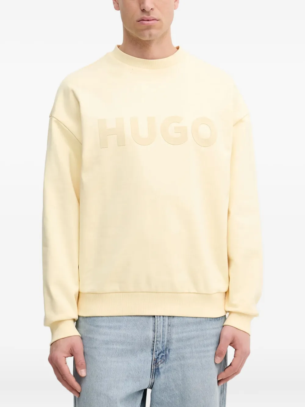 HUGO logo-embellished cotton sweatshirt | Yellow | Image 1