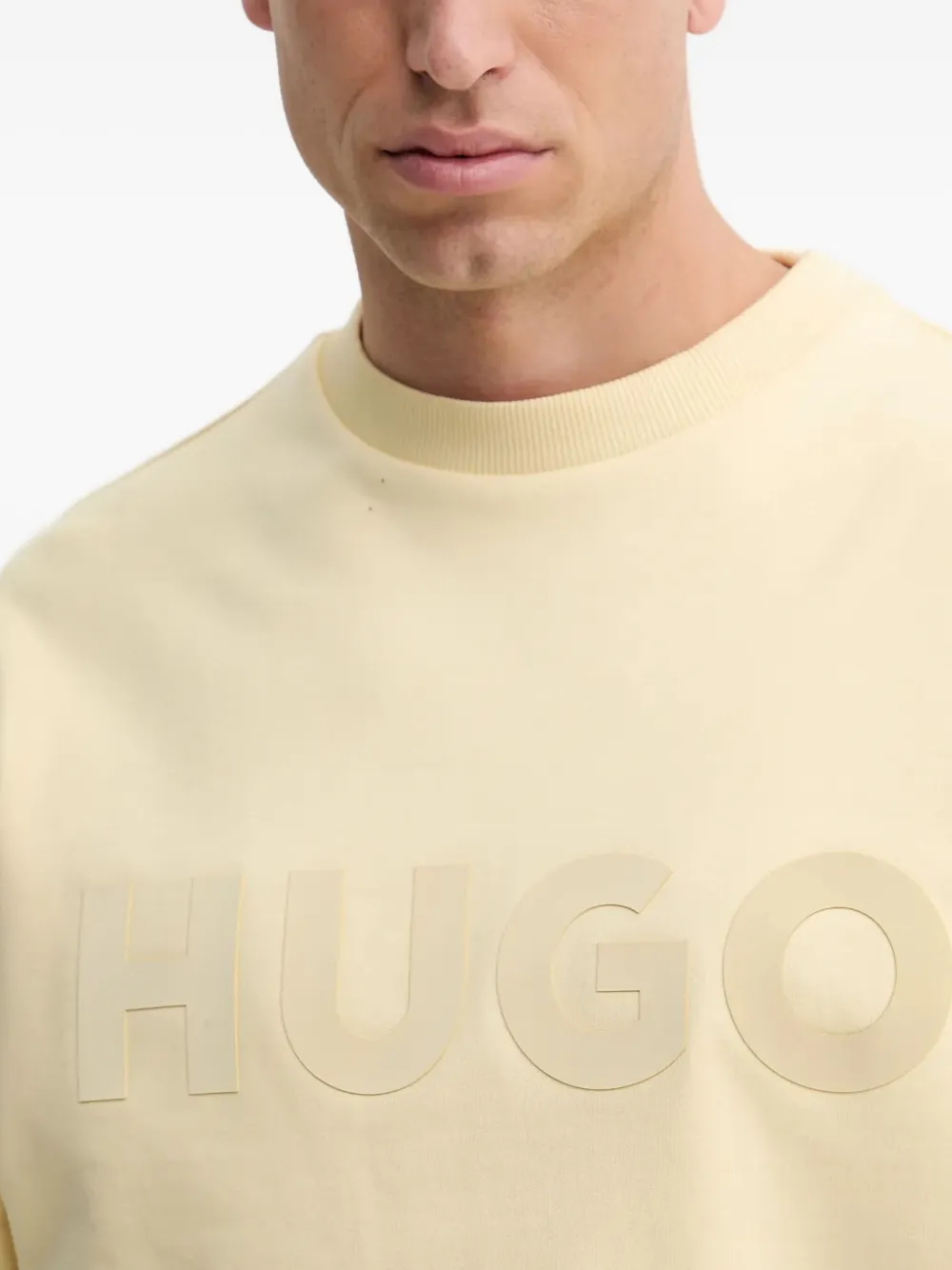 HUGO Sweater verfraaid met logo Geel