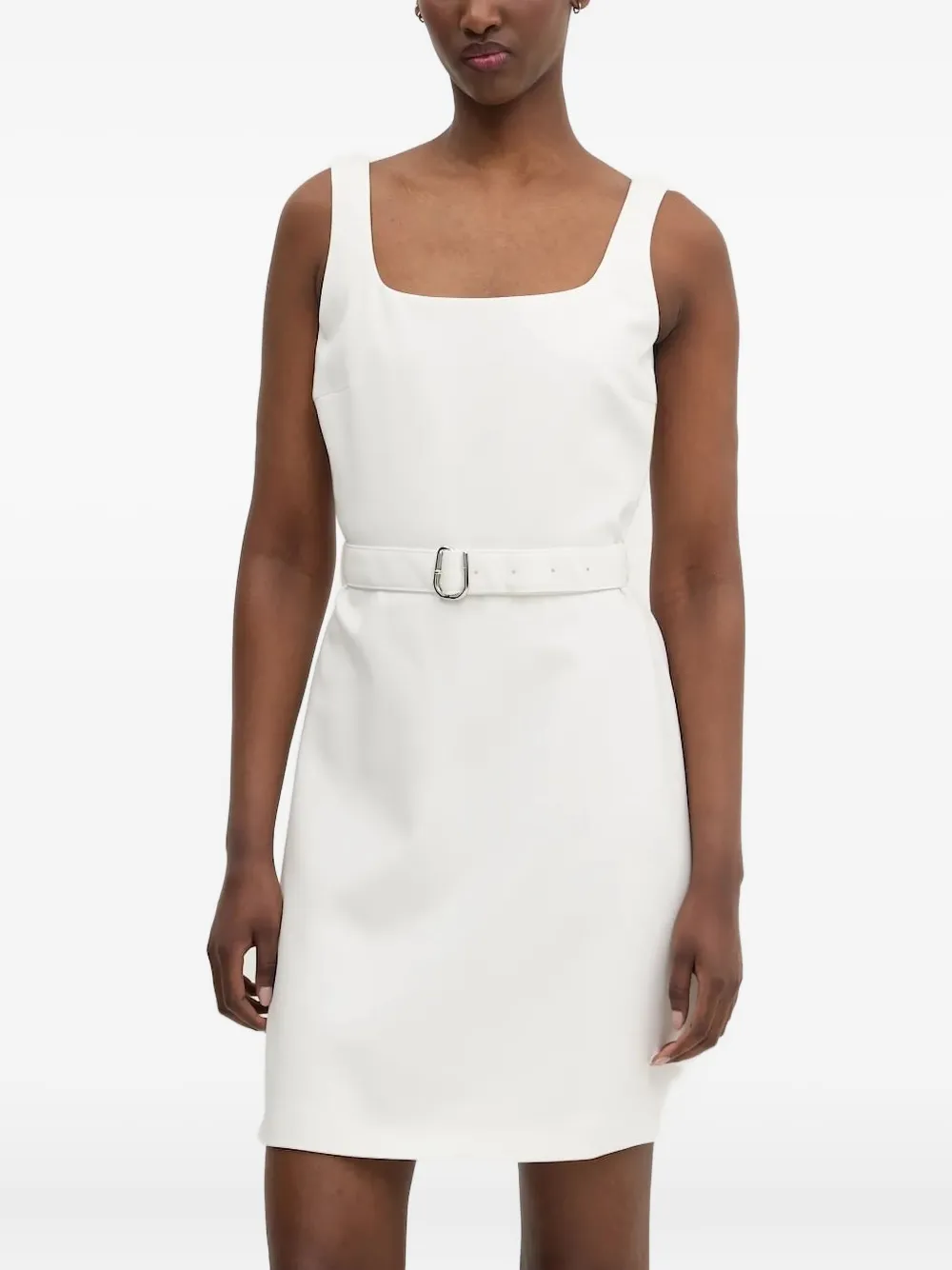 HUGO square-neck belted mini dress Wit
