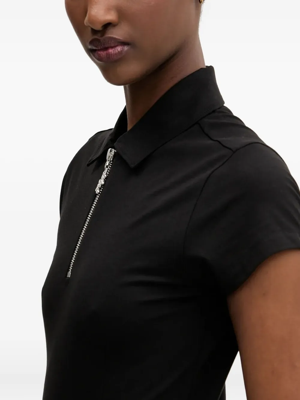 Hugo Boss Zip-front Polo Mini Dress In Black