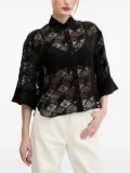 HUGO logo sheer blouse - Black
