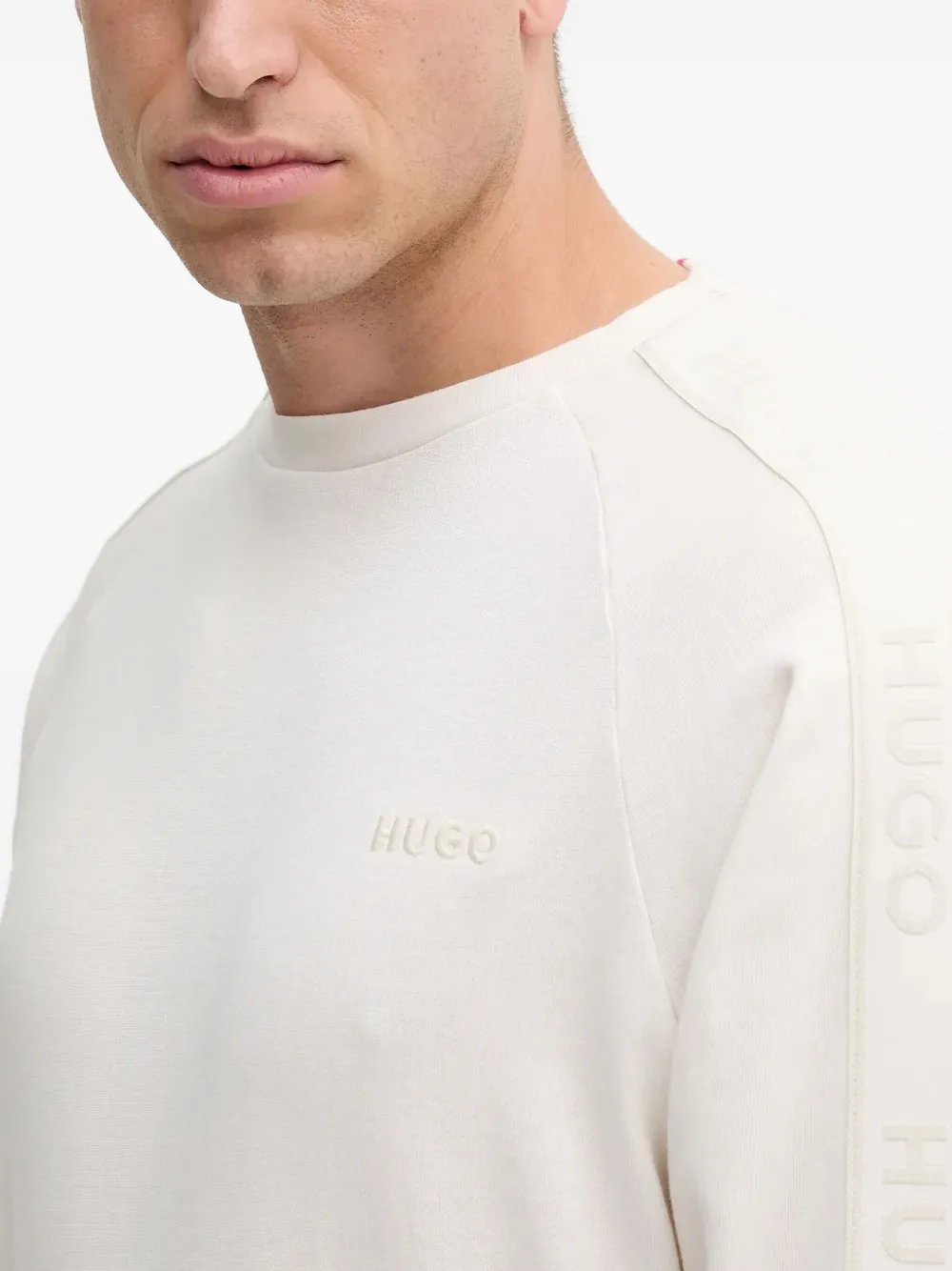 Hugo Boss Logo-detail Raglan-sleeve Sweatshirt In White