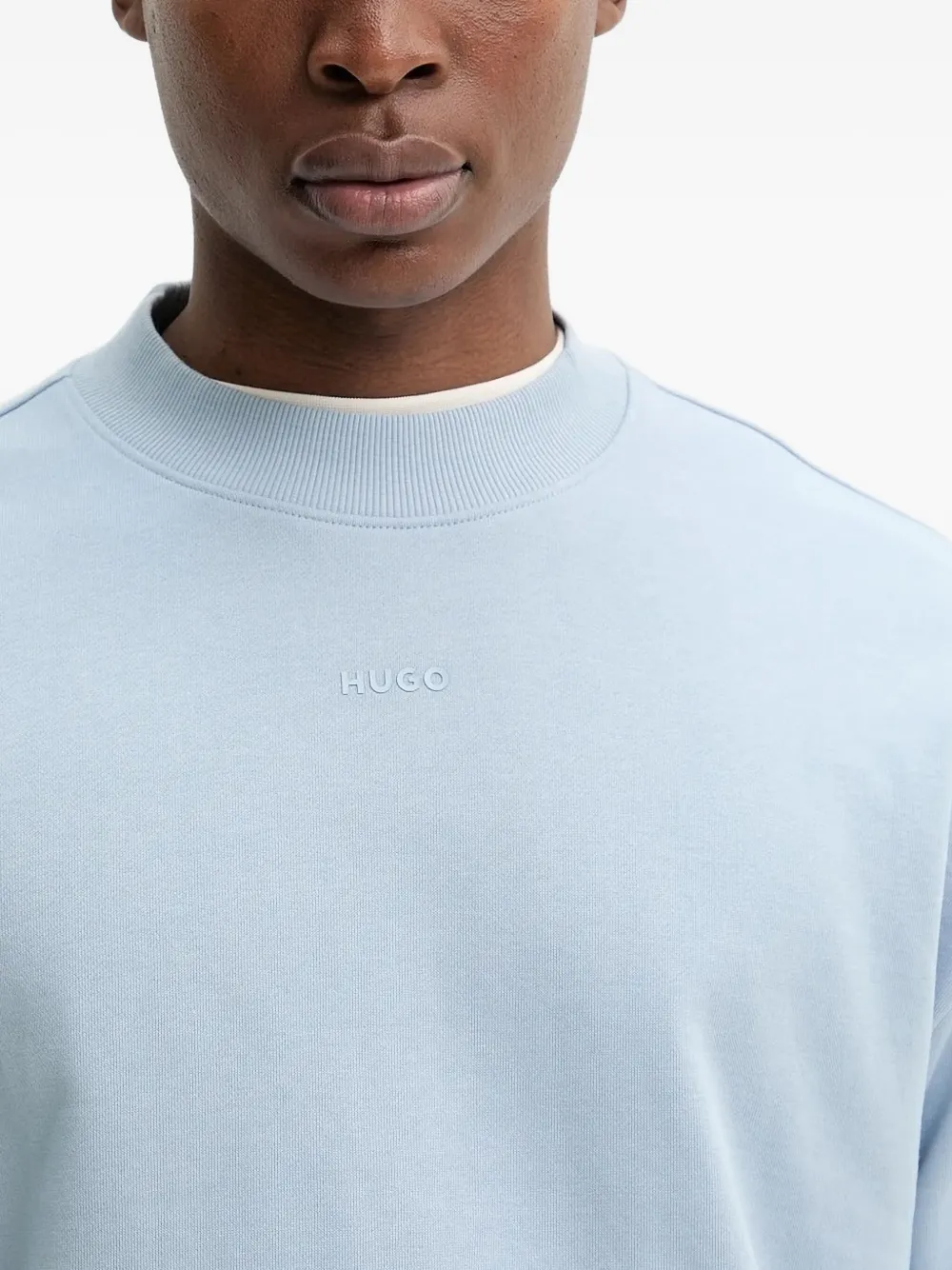 HUGO Katoenen sweater met logoprint Blauw