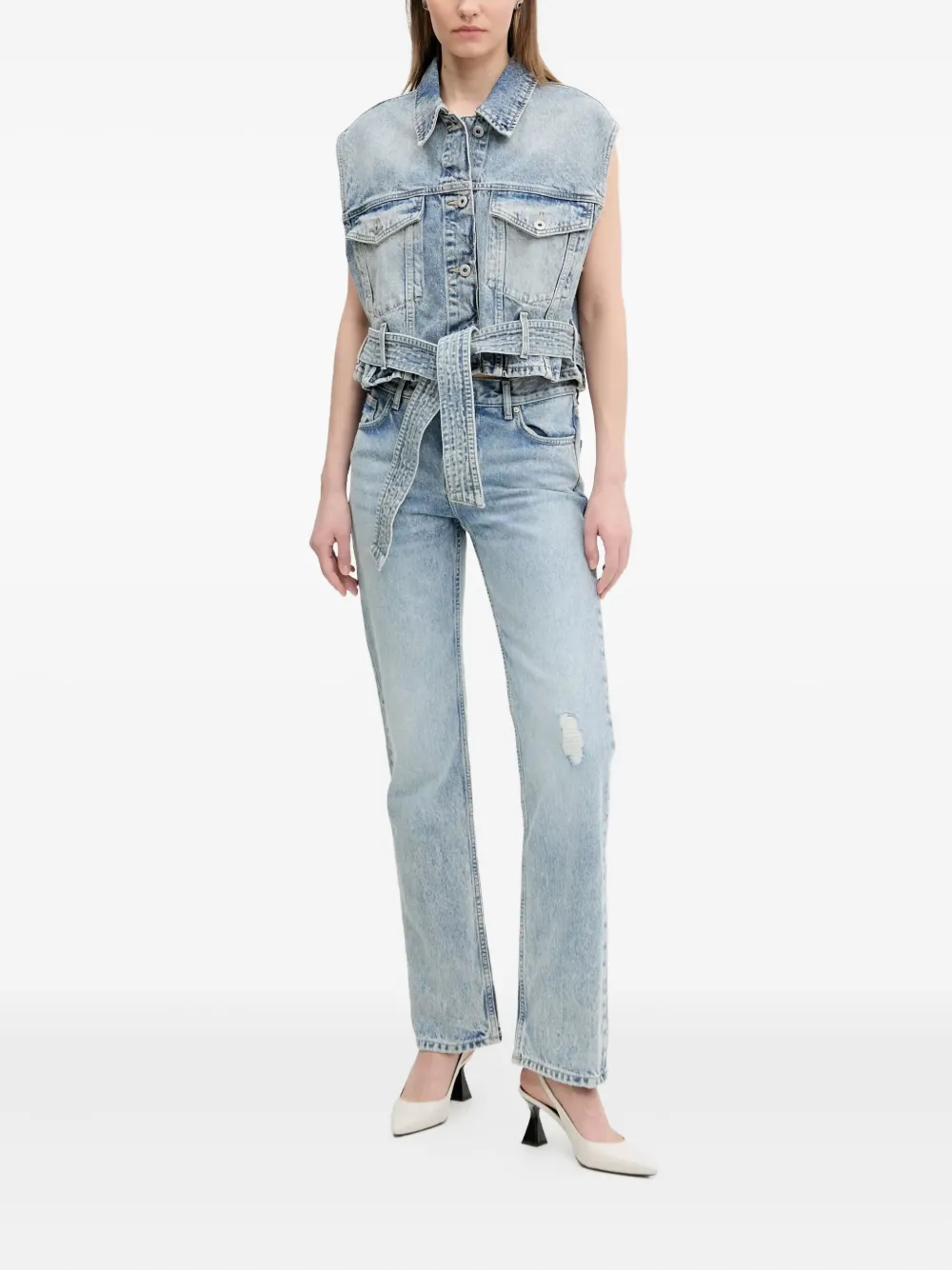 HUGO Jeans met acid-wassing Blauw