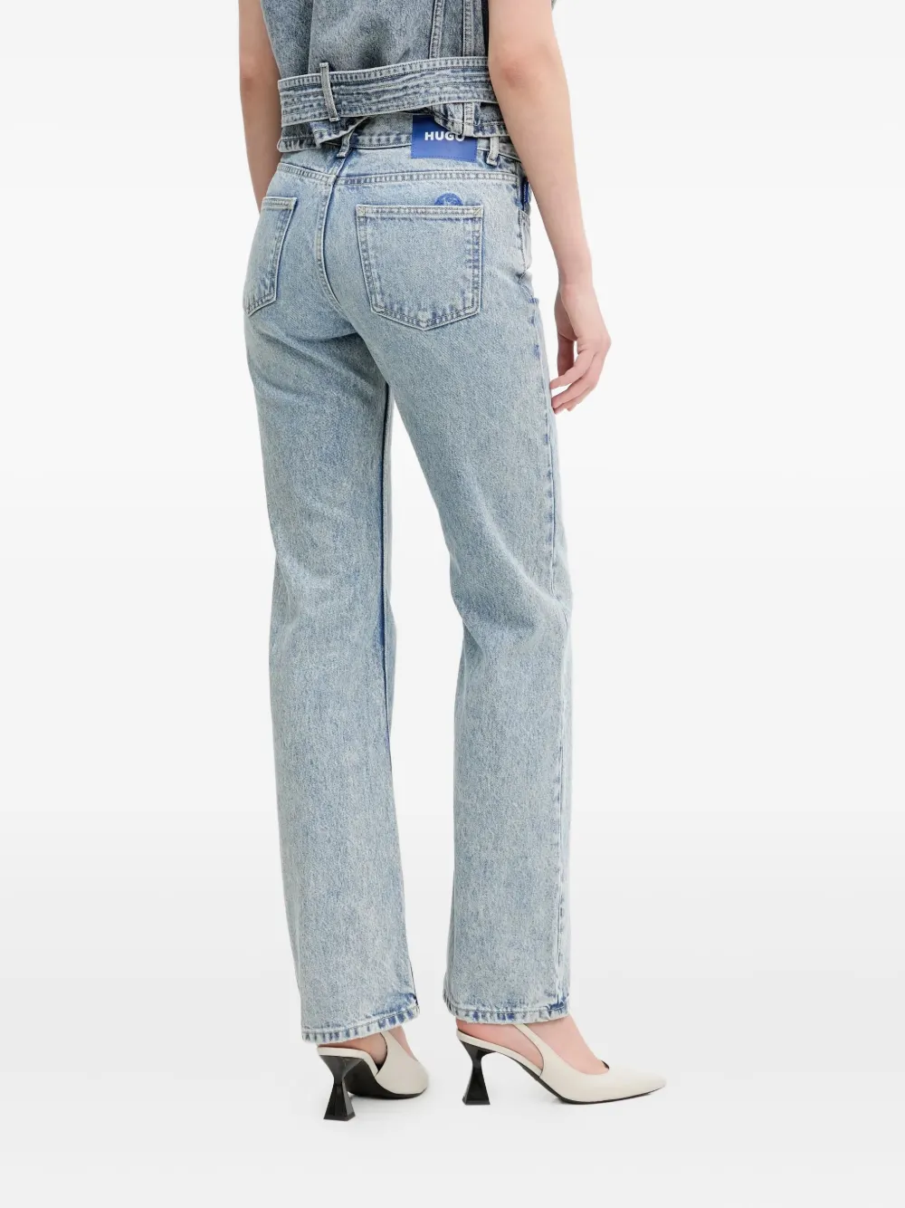 HUGO Jeans met acid-wassing Blauw